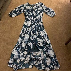 Calvin Klein high low chiffon floral dress